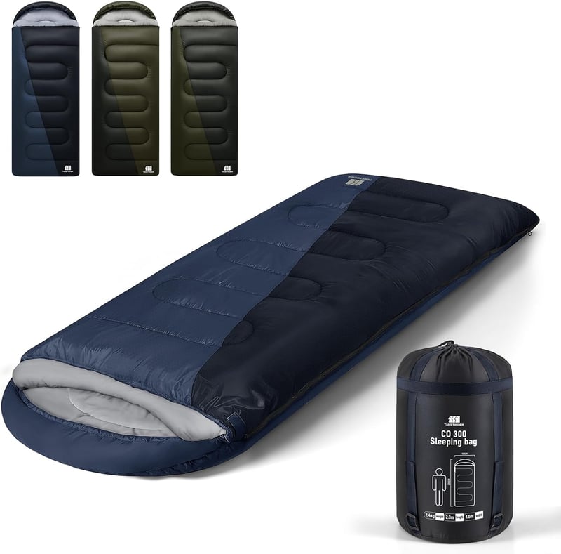 Sac de dormit TANSTRIDER XXL pentru camping pe timp de iarnă la 0 grade, cu sac de compresie