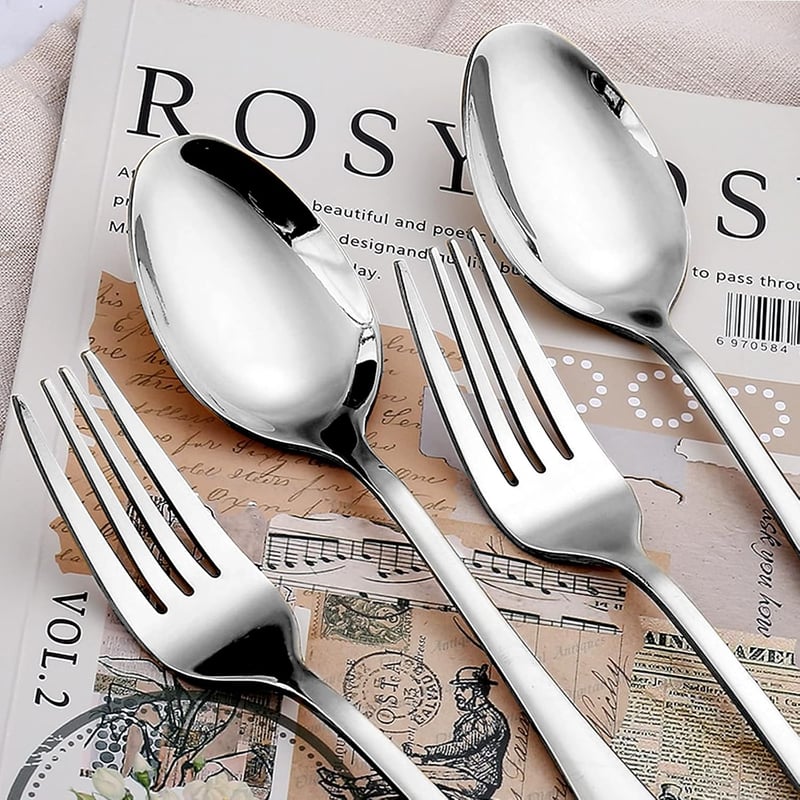 TANTOMI 30 részes evőeszköz készlet 6 személyre, rozsdamentes acél, tükörfényes ezüst