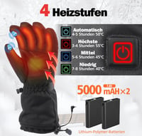 tantu Fűthető Kesztyű 7.4V/2x5000mAh Akkumulátorral - S méret  - Vízálló, 4 Hőfokozatú Unisex Kesztyű Síeléshez, Motorozáshoz, Túrázáshoz 2