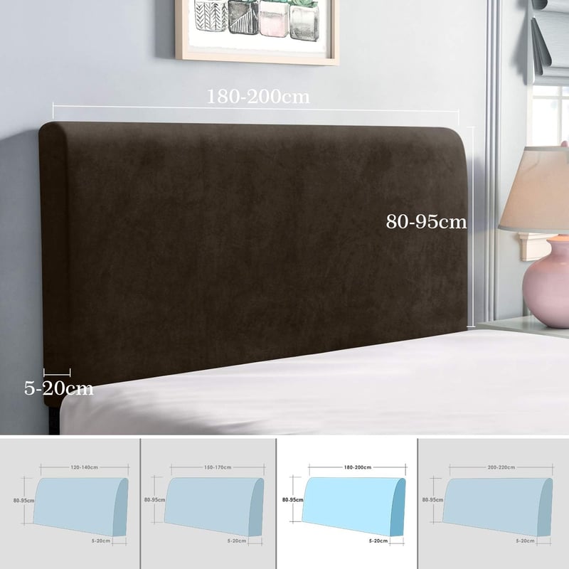 TAOCOCO Rugalmas Ágyfej Huzat Barna Velúr 180-200cm Mosható