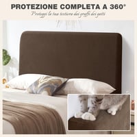 TAOCOCO Rugalmas Ágyfej Huzat Barna Velúr 180-200cm Mosható 7