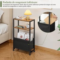 Taotigzu 3 szintes szűk éjjeliszekrény tárolópolccal és szövet kosárral 5