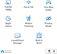Tapo 1080P HD WiFi detská pestúnka, vnútorná bezpečnostná kamera pre bábätká, domácich miláčikov a seniorov, detekcia zvuku, detekcia osôb, obojsmerný zvuk, IR nočné videnie, kompatibilná s Alexou 2