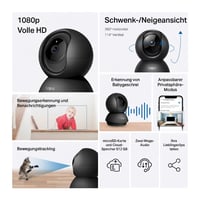 Cameră de supraveghere interior Tapo C201 360° WiFi, 1080P, vedere nocturnă, senzor de mișcare, audio bidirecțional, compatibilă cu Alexa și Google Assistant, pentru bebeluși și animale de companie 2