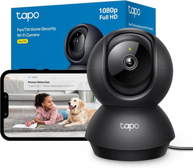 Cameră de supraveghere interior Tapo C201 360° WiFi, 1080P, vedere nocturnă, senzor de mișcare, audio bidirecțional, compatibilă cu Alexa și Google Assistant, pentru bebeluși și animale de companie