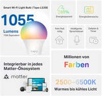 Tapo L535E okos WiFi E27 izzó, többszínű, dimmelhető, Matter/Alexa/Google kompatibilis 2