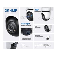 Vonkajšia bezpečnostná kamera Tapo TP-Link C520WS, 2K 4MP, farebné nočné videnie Starlight, 360° otáčanie, vodoodolnosť IP66, AI detekcia, čierna, cloud a 3