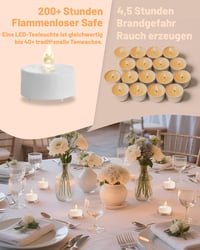 Tappovaly 100 db LED gyertya, elemmel működő, meleg fehér, 300 órás - 100 Stück, Warm White 3