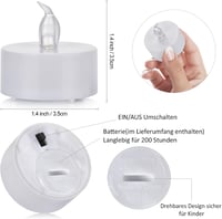 Tappovaly 100 db LED gyertya, elemmel működő, meleg fehér, 300 órás - 100 Stück, Warm White 6