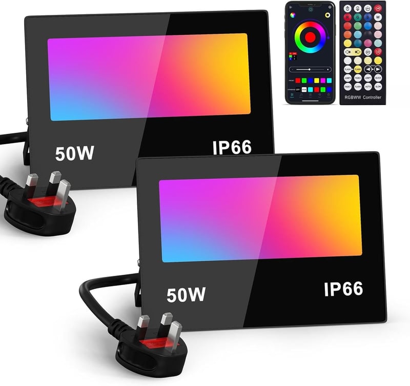 Taptoron 50W Smart RGB LED Reflektor 2db Távirányítóval és App Vezérléssel