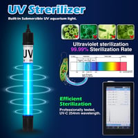 Tararium Akvárium Szűrő UV Lámpával 150-560L Medencéhez, Algaölő Tisztító Belső Szűrő Szivattyú 1500L/h Édesvízi Tengervízi - 6.35x7.2x32.5cm, Black, Classic, Plastic Glass 4