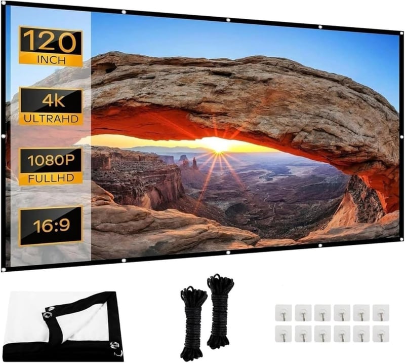 Tarent 120 Colos Vetítővászon 16:9 HD Összecsukható Projektor Képernyő
