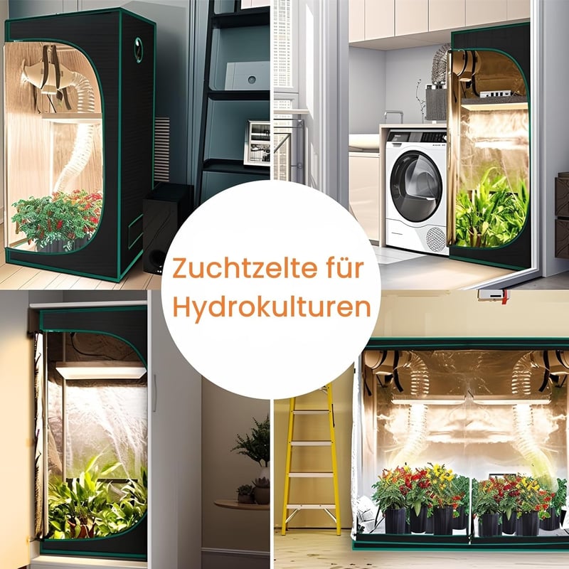 Tarent 80x80x180 cm Grow Tent Vízálló Tálcával Hidroponika Növénytermesztéshez