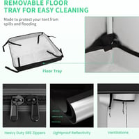 Tarent 80x80x180 cm Grow Tent Vízálló Tálcával Hidroponika Növénytermesztéshez 3