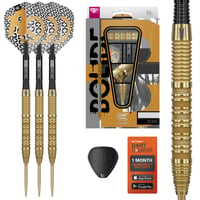 Target Darts Bolide Envy 01 90% Volfrámové šípky s oceľovými hrotmi Swiss Point 25g | Pro Ultra Nr. 6 letky a Pro Grip EVO násadky, zlaté hroty Swiss Points a nástroj SP Tool 1