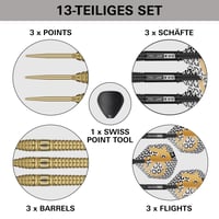 Sada šípok Target Darts Bolide Envy 03 90% volfrám so Swiss Point oceľovými hrotmi, 24G | Letky Pro Ultra č. 6 a násadky Pro Grip EVO, zlaté Swiss Point hroty a nástroj SP Tool 4