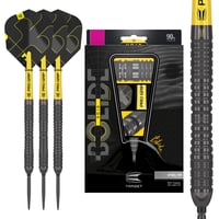 Sada šípok Target Darts Bolide Void 90% volfrám, oceľové hroty Swiss Point, 21g/22g/23g/24g/25g, čierne, profesionálna sada šípok, vrátane nástroja Swiss Point 1