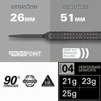 Sada šípok Target Darts Bolide Void 90% volfrám, oceľové hroty Swiss Point, 21g/22g/23g/24g/25g, čierne, profesionálna sada šípok, vrátane nástroja Swiss Point 2