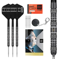 Sada šípok Target Darts Chris Dobey 95K Steel Tip 22G/23G/24G – s letkami a násadkami K-Flex No.2, striebornými hrotmi Swiss GRD a nástrojom SP – edícia pre profesionálnych hráčov 1