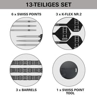 Sada šípok Target Darts Chris Dobey 95K Steel Tip 22G/23G/24G – s letkami a násadkami K-Flex No.2, striebornými hrotmi Swiss GRD a nástrojom SP – edícia pre profesionálnych hráčov 5