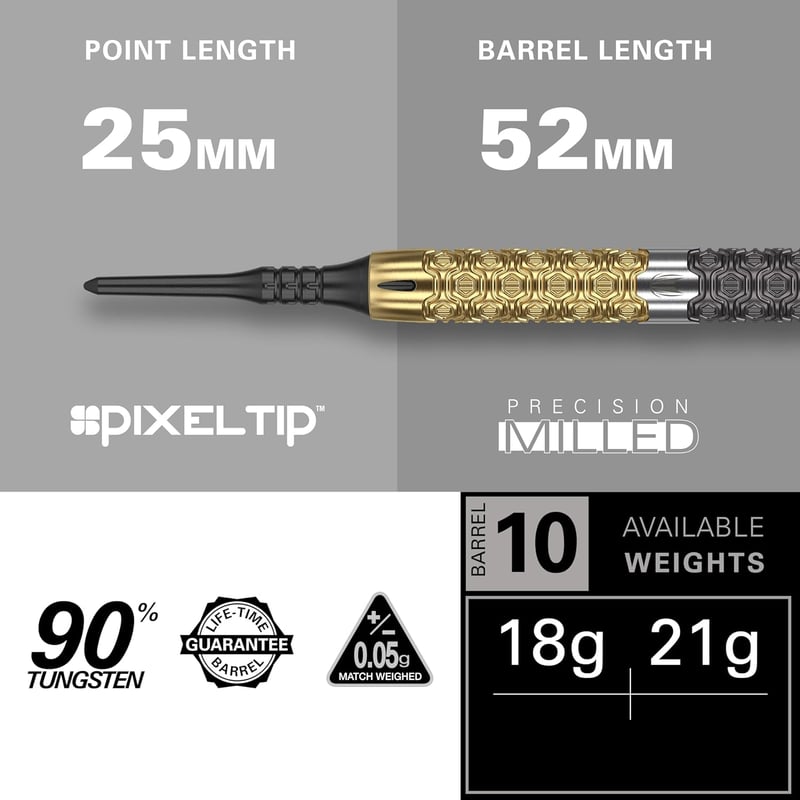 Target Darts Cult Envy 10 90% Volfrám Soft Tip Darts Szett