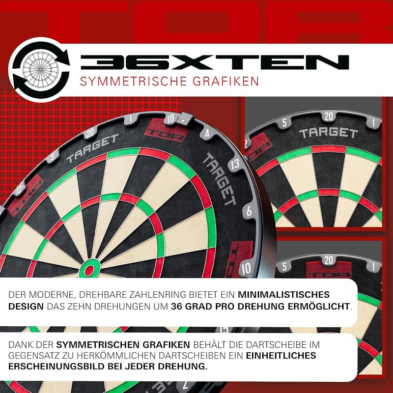Target Darts Goal Sisal Dartboard 360° LED Fénnyel, Turnament Acél Darts Tábla