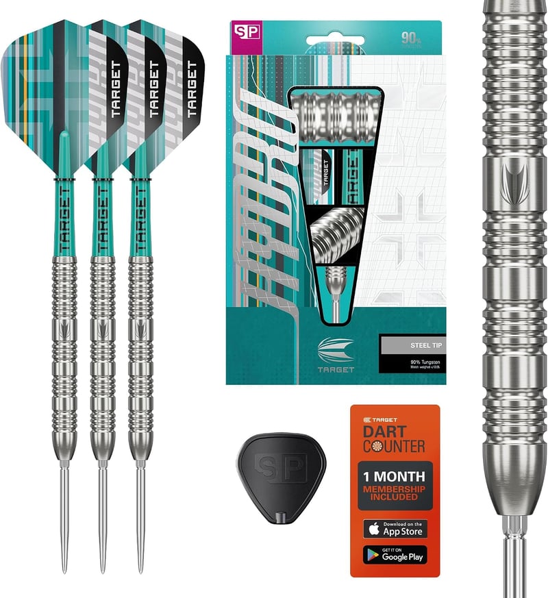 Target Darts Hydro Steel Tip 90% Volfrám Dartok 23G Ezüst Svájci Csúcs
