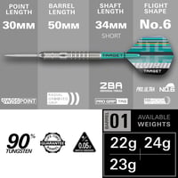 Target Darts Hydro Steel Tip 90% Volfrám Profi Darts Szett 2G (Barrel 01) 2