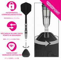 Sada oceľových šípok Target Darts Japan Black Marque Heracles 23g | 90% volfrám, letky a násadky K-Flex č. 6, hroty Nano Swiss Point, Daniel Chen 4
