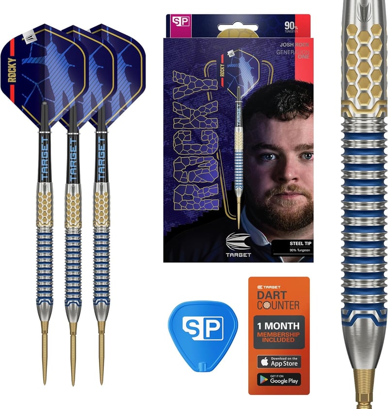 Target Darts Josh Rock Gen 1 acél hegyű darts szett, 90% volfrám, 22-25G, Swiss Point