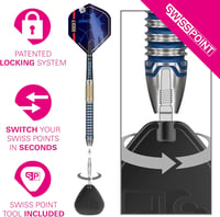 Target Darts Josh Rock Gen 1 acél hegyű darts szett, 90% volfrám, 22-25G, Swiss Point 4