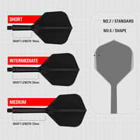 Target Darts K Flex integrált dartszárny és szár szett, 3 darab, rövid/közepes hossz - Short (19mm), Black 3