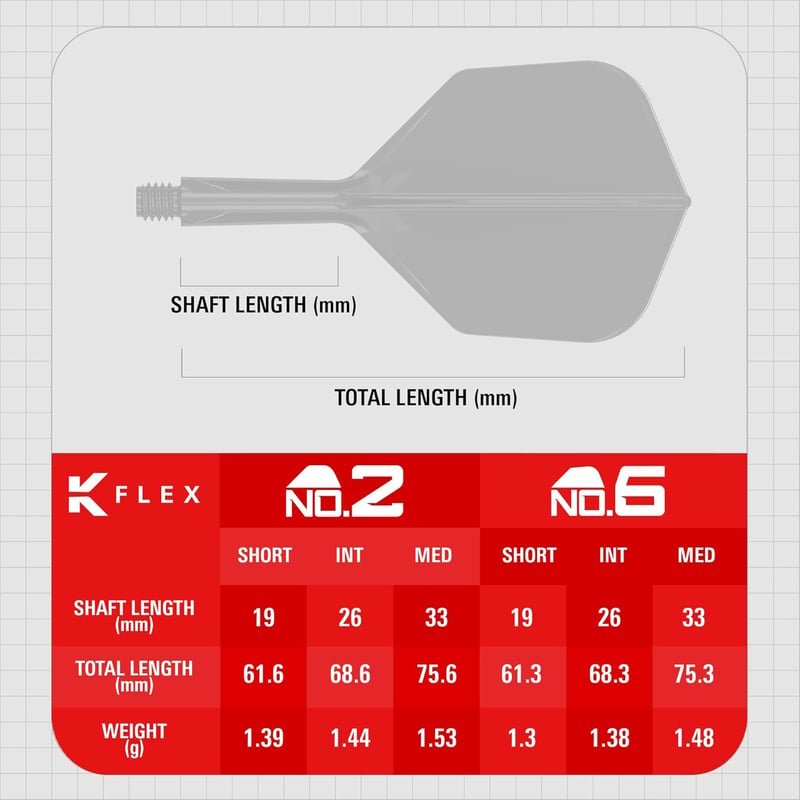 Target Darts K Flex integrált dartszárny és szár szett, 3 darab, rövid/közepes hossz - Short (19mm), Black