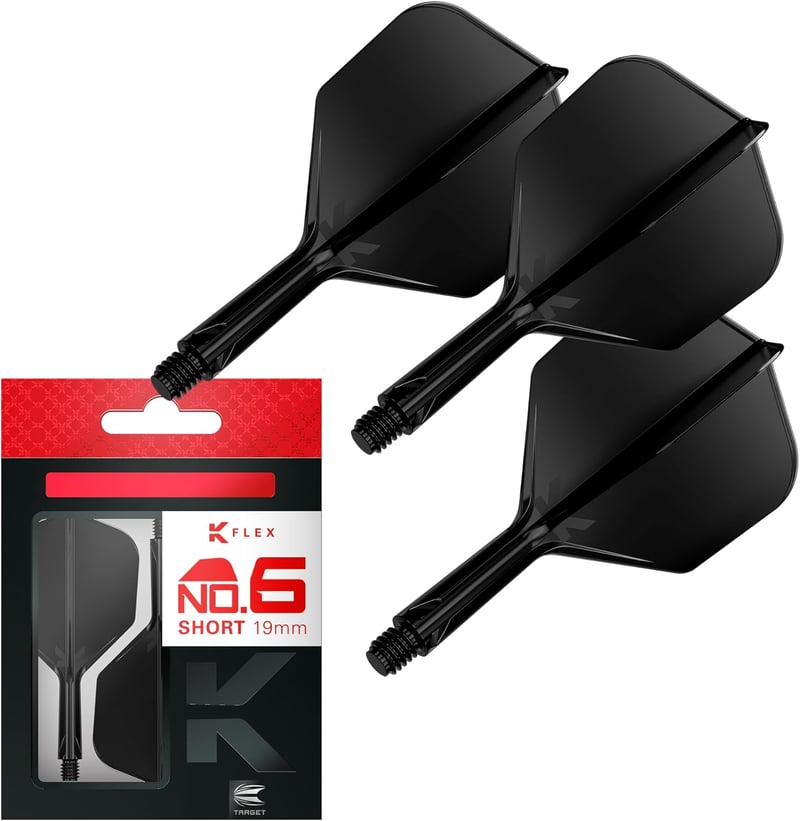 Target Darts K Flex integrált dartszárny és szár szett, 3 darab, rövid/közepes hossz - Short (19mm), Black