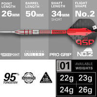 Target Darts Nathan Aspinall Gen 2 95% Volfrám Acélhegyű Dartszett 3
