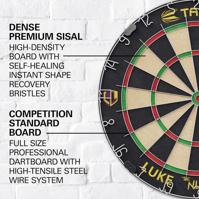 Target Darts Profi Dartboard Szett Luke Littler Edícióval - Steel Dart Nyilakkal és Verseny Vonallal