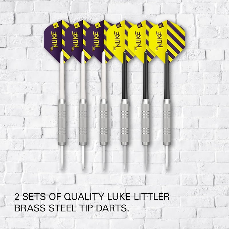 Target Darts Profi Dartboard Szett Luke Littler Edícióval - Steel Dart Nyilakkal és Verseny Vonallal
