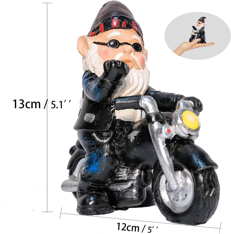 Targetone Motoros Kerti Törpe 13cm Vízálló Kültéri Szobor UV Védelem Kert Terasz Erkély Dekoráció Matt Felület