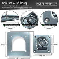Tarpofix Pótkocsi Rögzítőkarika Ellenlemezes 6 db Csavarokkal 800daN 2