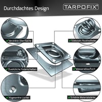 Tarpofix Pótkocsi Rögzítőkarika Ellenlemezes 6 db Csavarokkal 800daN 5