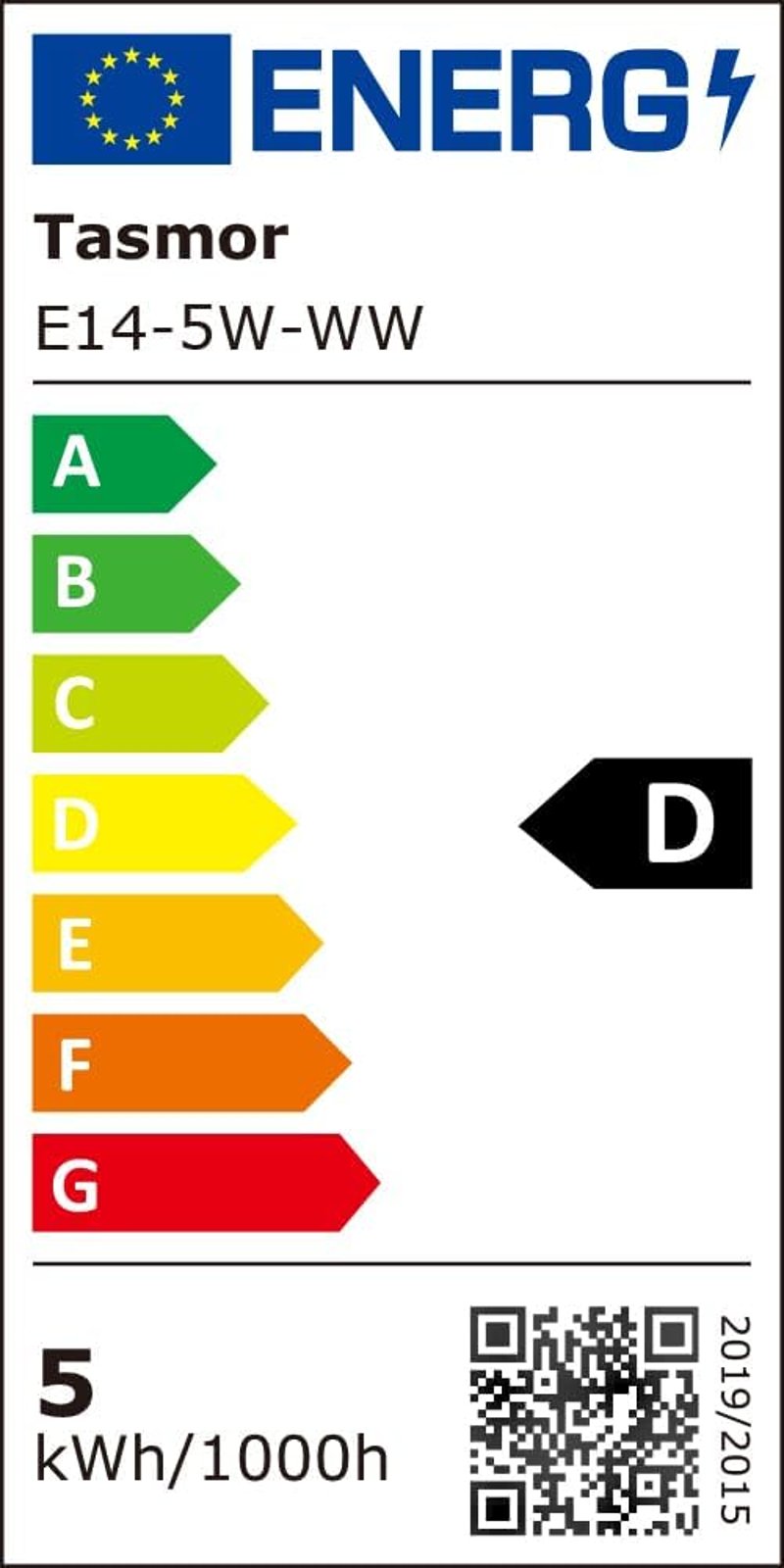 TASMOR E14 LED izzó 5W meleg fehér 800 lm 3000K 2db csomag