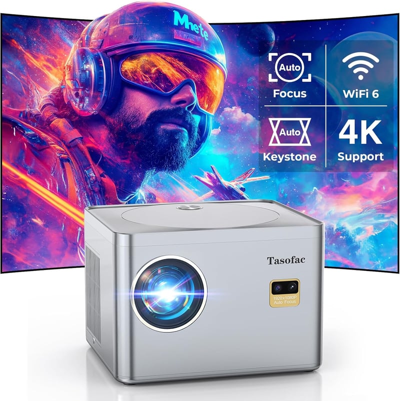 Tasofac 4K Projektor Autofókusz Trapézkorrekció 26000 Lumen WiFi Bluetooth