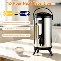 Dozator de băuturi izolat din oțel inoxidabil Tasofac cu robinet, 12L, pentru băuturi calde și reci, cu termometru, pentru petreceri, birou și evenimente de catering 2