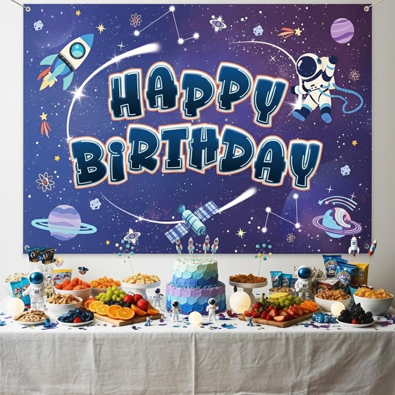 Tasoraor Bolygós Születésnapi Banner 150x100 cm - Űrhajós Dekoráció Gyerekeknek