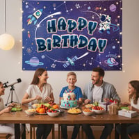 Tasoraor Bolygós Születésnapi Banner 150x100 cm - Űrhajós Dekoráció Gyerekeknek 4
