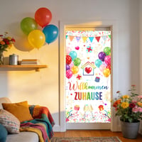 Dekoračný dverný banner Tasoraor "Welcome Home" 185x90 cm, látkový uvítací záves na rodinné oslavy v interiéri aj exteriéri 6