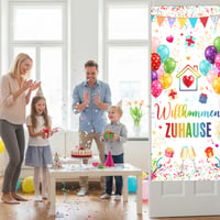 Dekoračný dverný banner Tasoraor "Welcome Home" 185x90 cm, látkový uvítací záves na rodinné oslavy v interiéri aj exteriéri 5