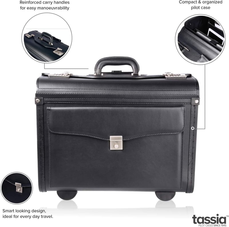 TASSIA Pilóta Táska - Laptop és Iratok Tárolására - Üzleti Utazáshoz, Kézipoggyászként Használható Bőrönd