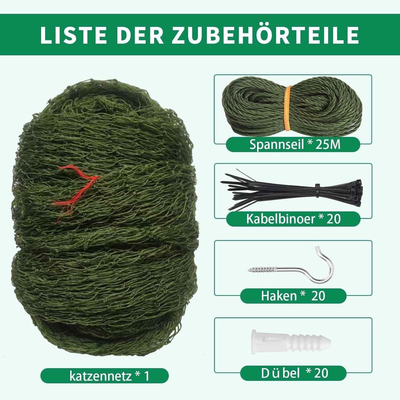 Tatamiyya Macskahálózat Erkélyre 8x3m Erősített Zöld UV-Álló
