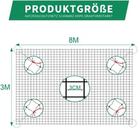 Tatamiyya Macskahálózat Erkélyre 8x3m Erősített Zöld UV-Álló 2